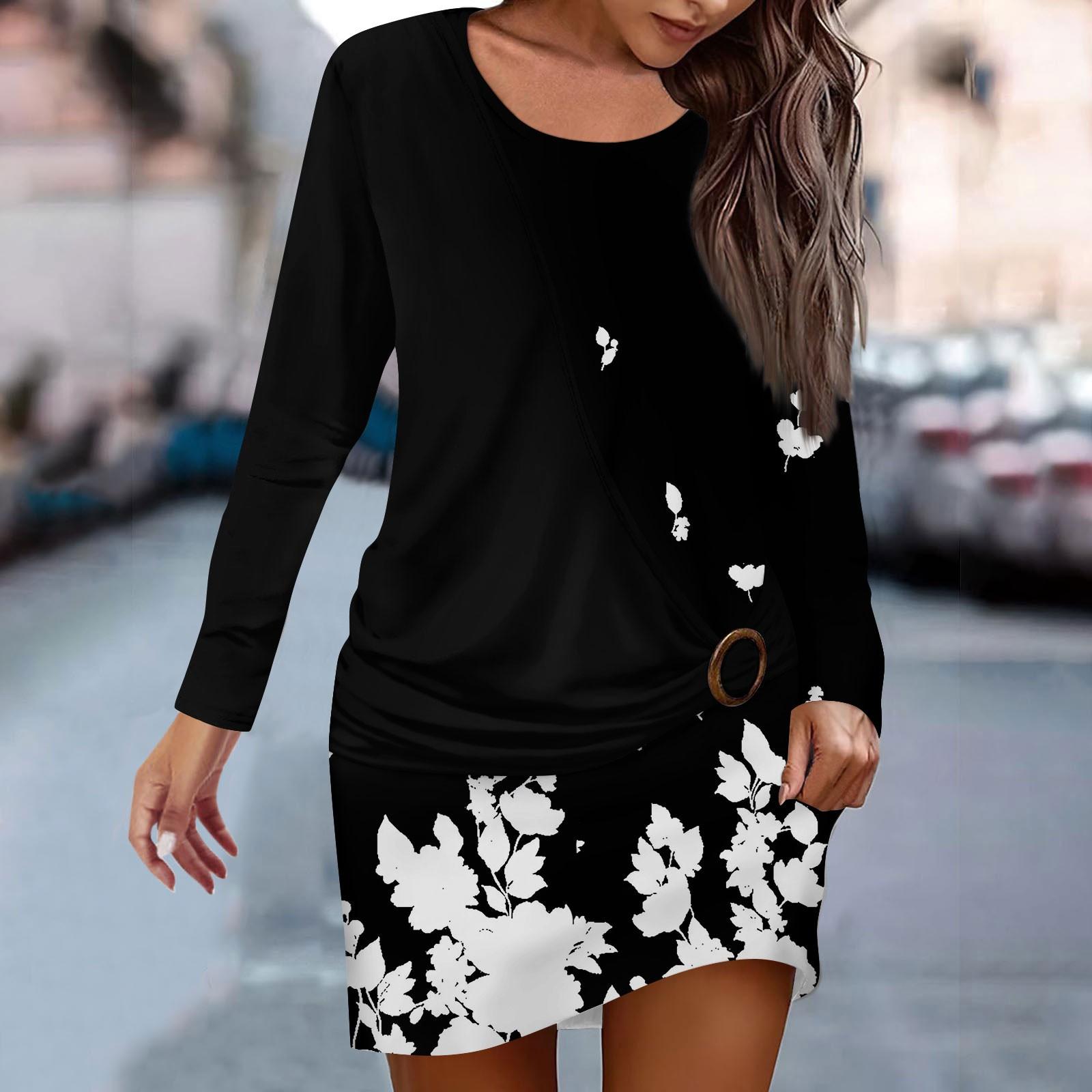 Жен. Платье Толстовка Платье С принтом Мода Свободный вырез с круглым вырезом — фото 7