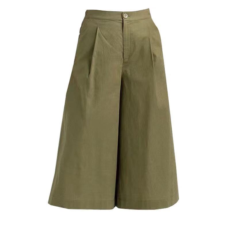Wide Leg Pants Women Summer Loose High Waisted Versatile Slimming Seven Point Skirt Pant