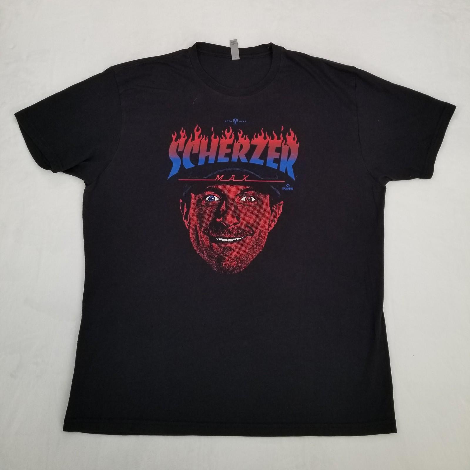 Max Scherzer Roto Wear Players Graphic Mens Black Size XL Classic Casual Unisex T-Shirt S