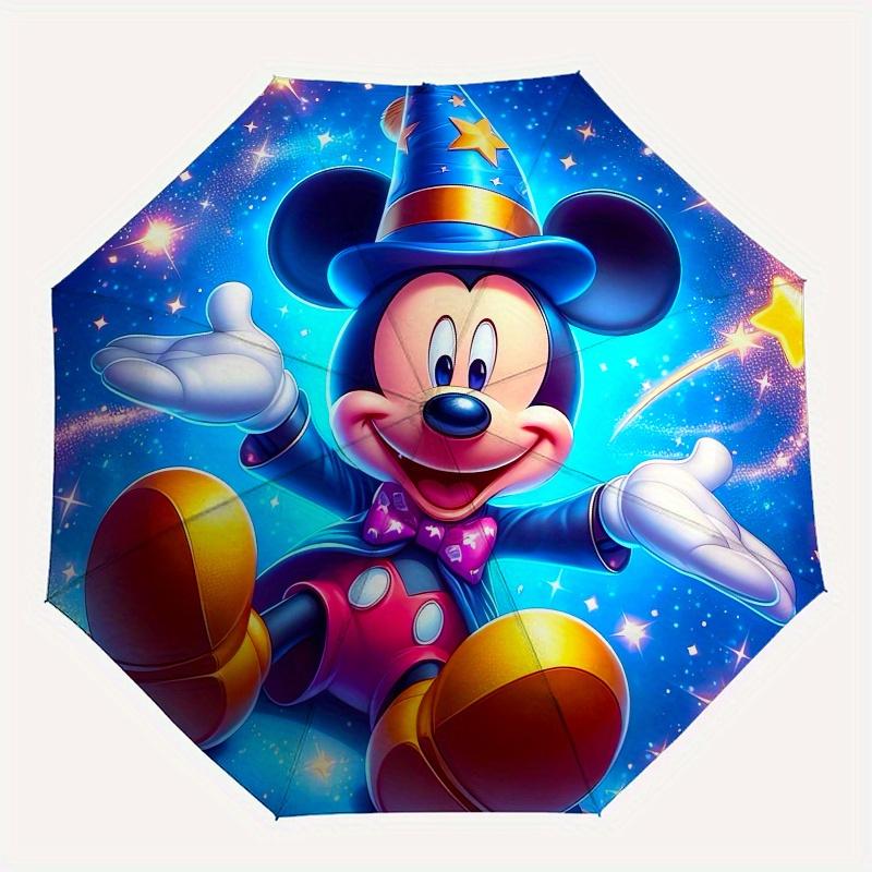 Mickey Mouse,Magic Hat Themed Automatic Opening and Closing Folding Umbrella, Reinforced 8 Ribs, Compact Travel Design, Fashionable Folding