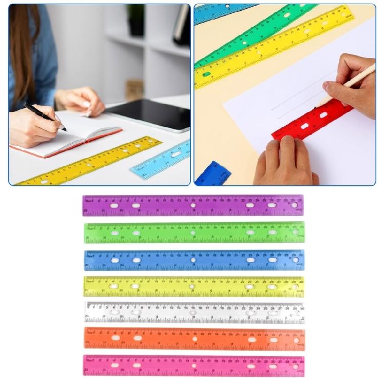 12Inch Clear Rulers with Hole Drawing Ruler Math Ruler Measuring Ruler Measuring Tool for Drawing Drafting Measuring