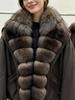 Women's Fashionable Down Jacket with Real Fox Fur Collar, Loose Fit, Thick and Warm Winter Outerwear.