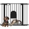 Animal Safety Barrier with Door Automatic Closing Double Locking System, Black Steel