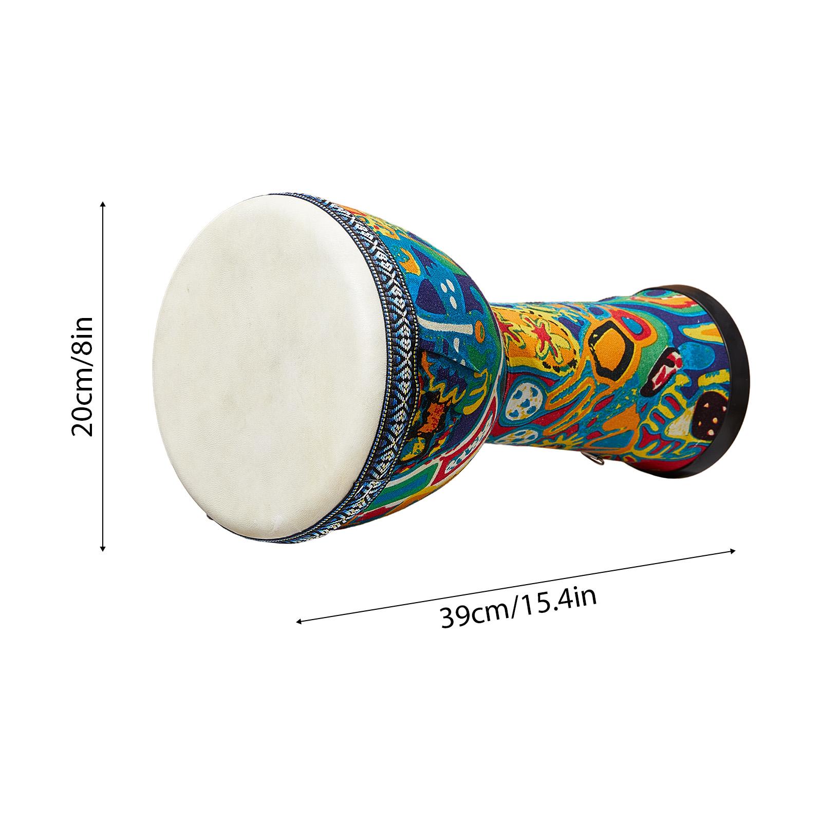 

8-дюймовый африканский барабан Корпус из ПВХ Поверхность из козьей кожи Легкий ручной барабан для хлопков Ударный инструмент Барабан-бонго зелёный