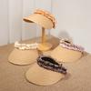 New pleated ribbon empty top sun hat women's spring summer weaving outdoor seaside sun protection and UV protection sun hat