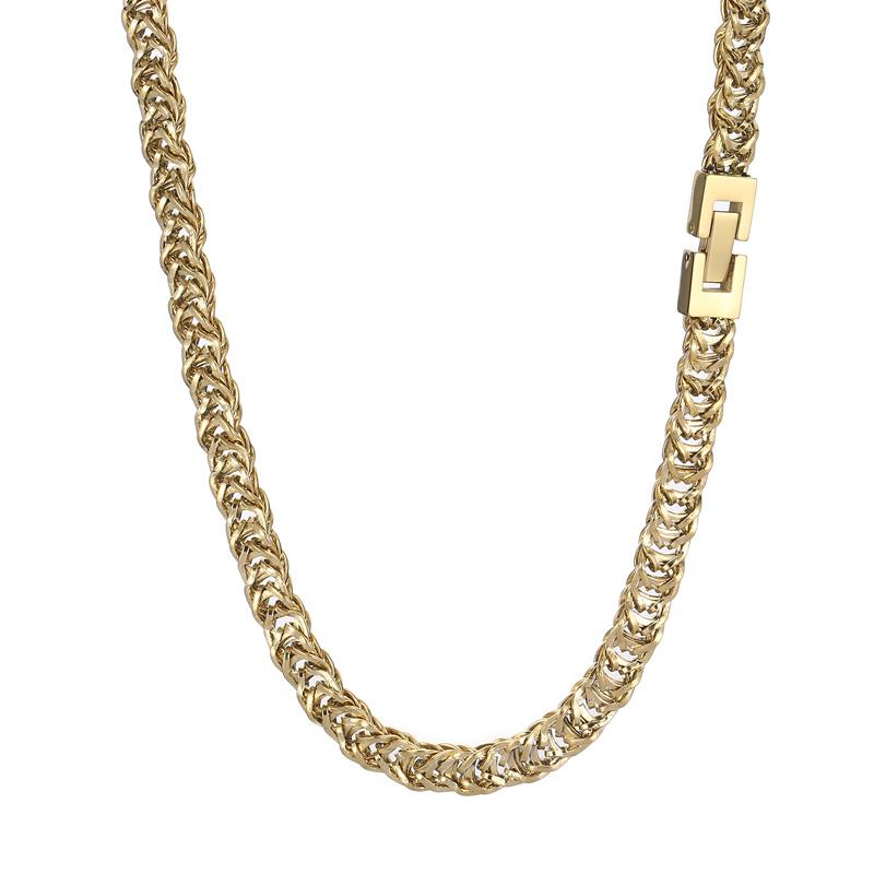 6mm Hip Hop Singular Chain Necklace Men's Stainless Steel Twisted Chain Simple Thick Necklace Gold/Black Color Pop Party Jewelry