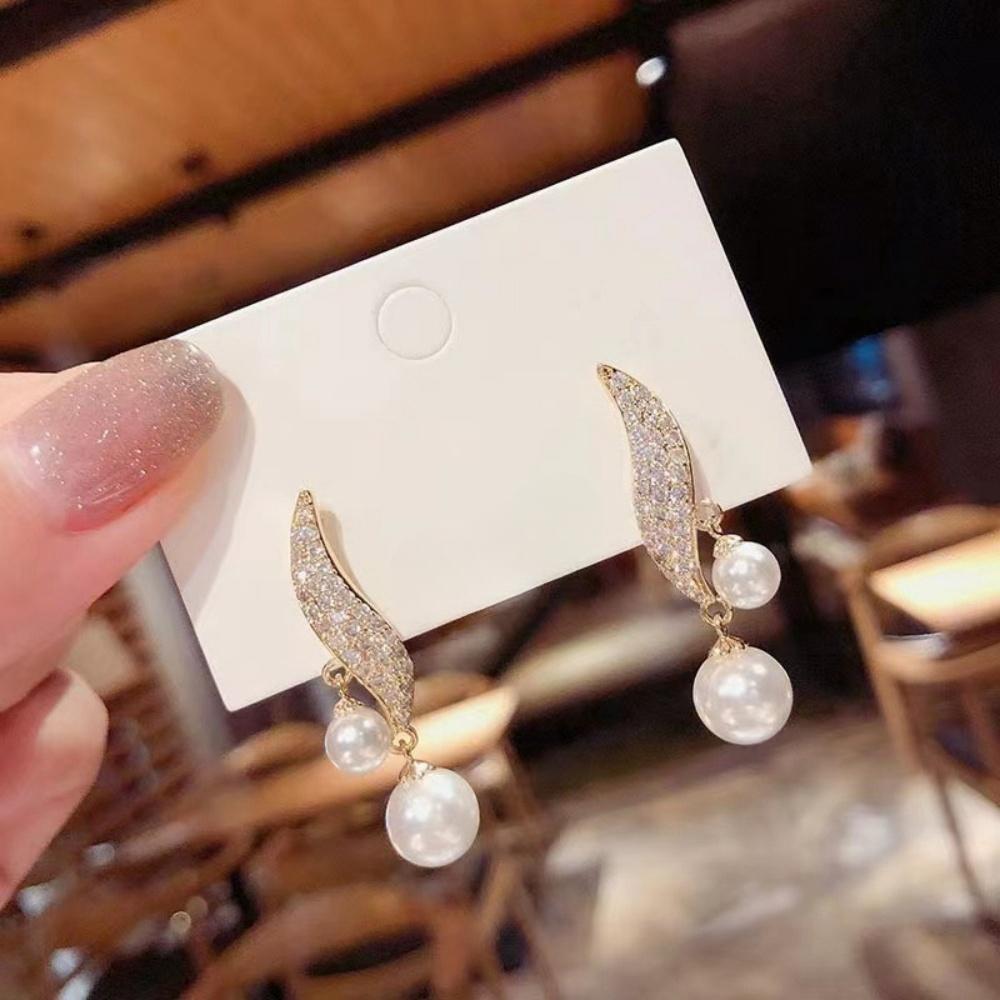 

2023 New Vintage Artificial Colored Beads Pendant Earrings Set For Women Fashion Boho Gold Color Simple Zircon Gift wholesale