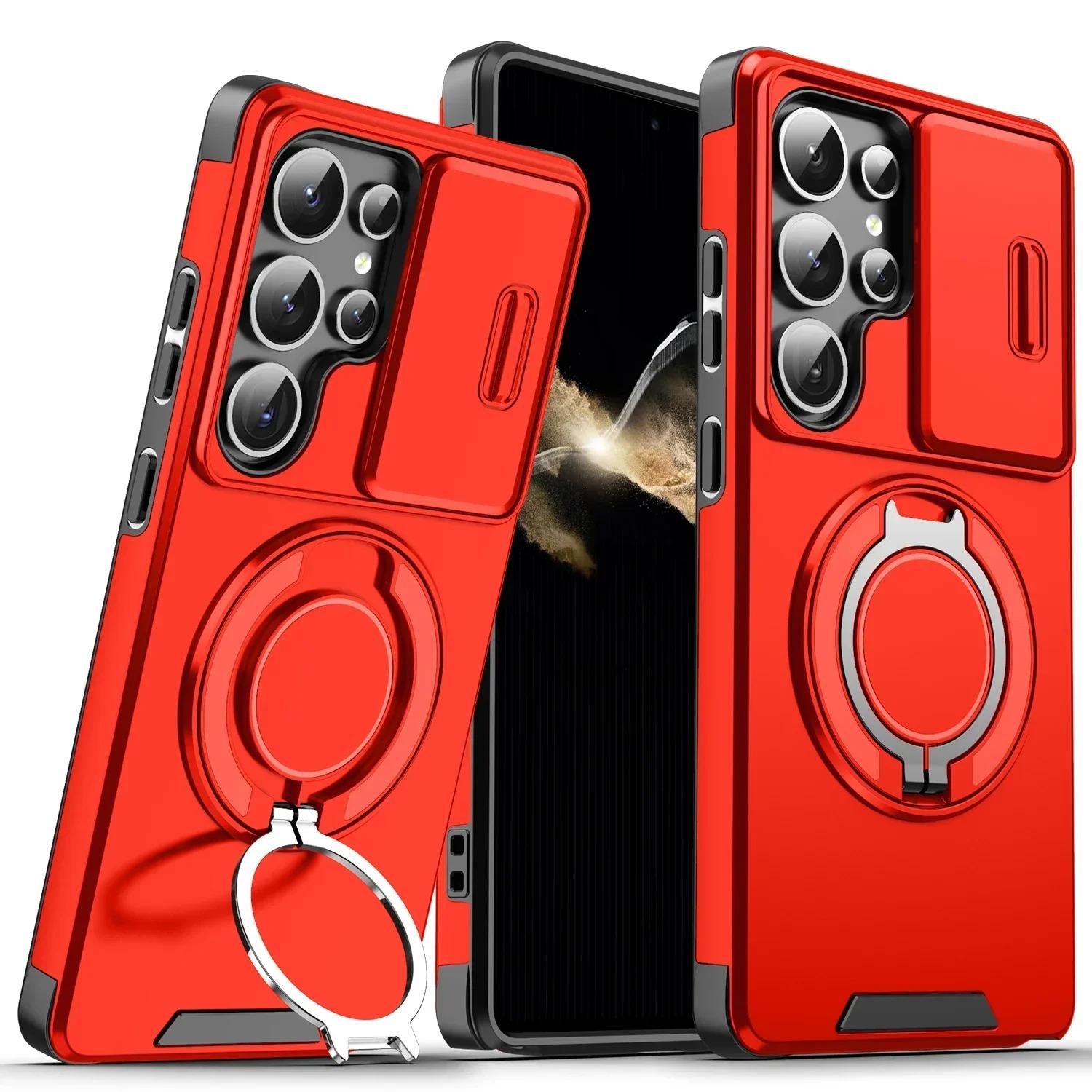 

Magnetic Phone Case for Galaxy S25 Ultra S24 Ultra S23 Ultra A16 A35 A55 with Lens Protection - Black Galaxy S24+ червоний