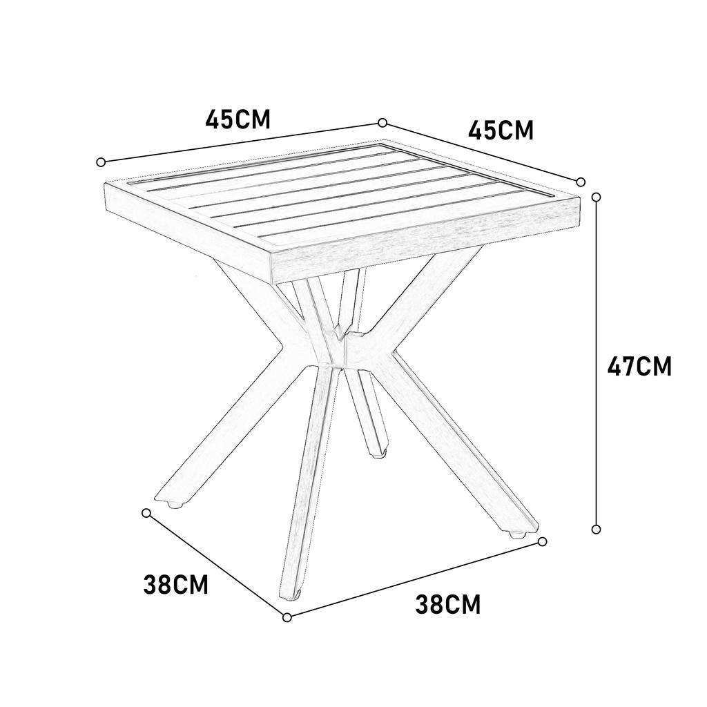Outdoor Aluminum Square Side Table End Table for Patio, Backyard, Pool, Indoor Companion, Easy Maintenance and Weather-Resistant, Dark Brown
