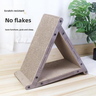 Triangular Cat Scratching Board & Bed - Durable, Scratch-Resistant Corrugated Paper with Wooden Base