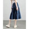 Damen Washed Denim A-Linien-Rock