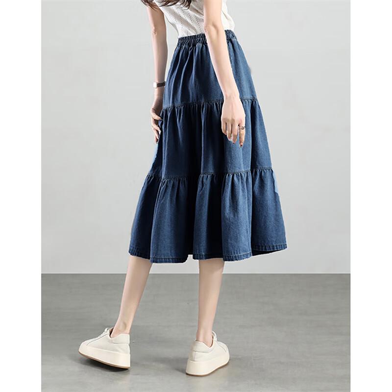 Damen Washed Denim A-Linien-Rock