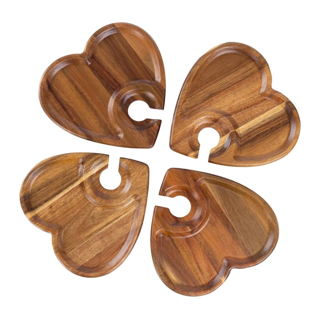 4 Pieces Appetizer Plate Handheld Snack Tray Snack Tray, Cupcake Board, with Drinks Holder for Hotel Party Catering Vegetables