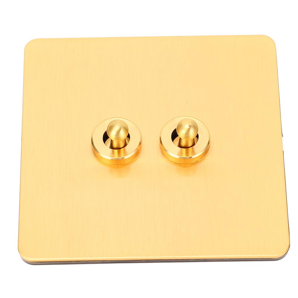 Toggle Switch Imitation Gold Stainless Steel Panel Dual Control Wall Toggle Switch AC250V