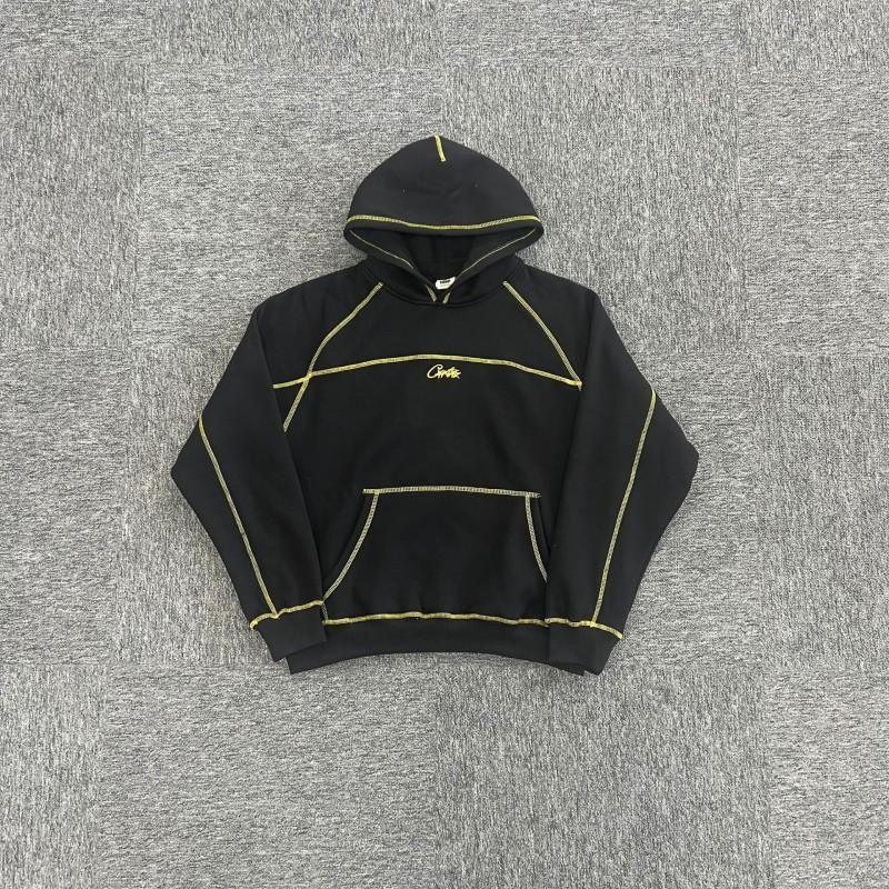 Corteiz Alcatraz Embroidered Letter Patchwork Fleece Lined Hoodie Jogger Set Unisex Casual Streetwear