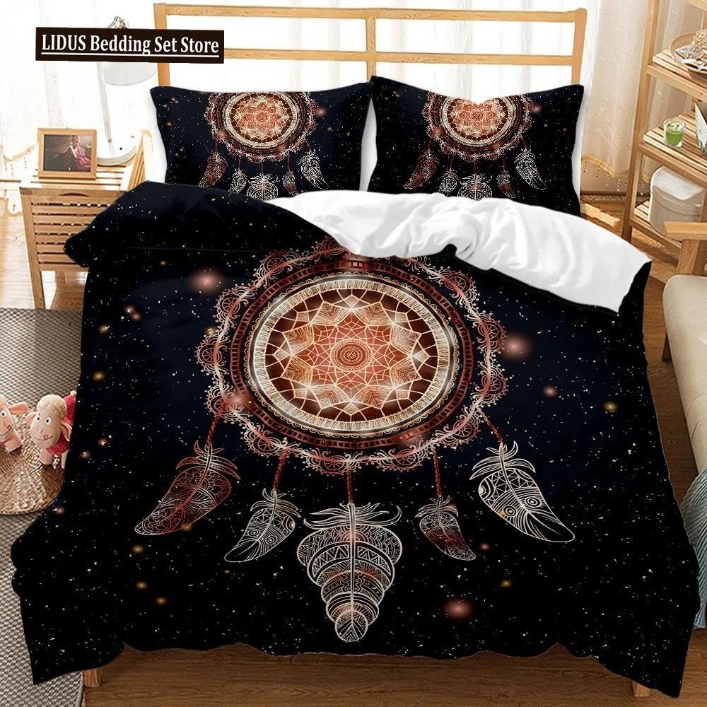 Dream Catcher Duvet Cover Feather Purple Dream Catcher BeddingSymbol Exotic Polyester Quilt Cover Double Queen King