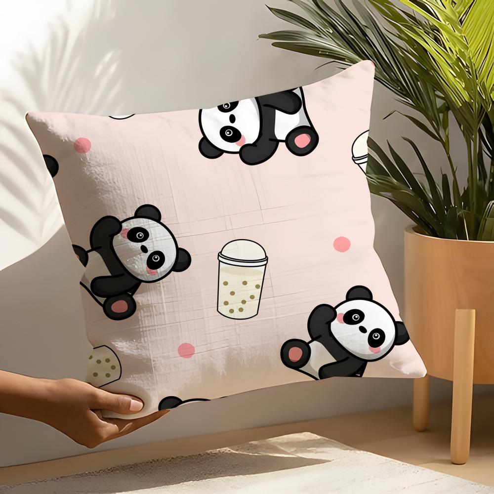 Cute Lovely Cartoon Panda Pillow Case Linen Cushion Covers For Decorative Sofa Home Pillows Case Car Chair Pillows Cases