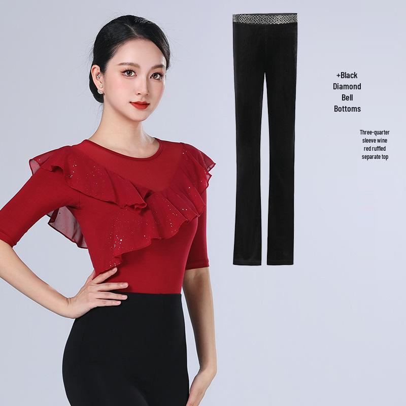 2026 Women's Sequin Ruffle Leotard - High-End Spring/Summer Figure Training & Etiquette Outfit