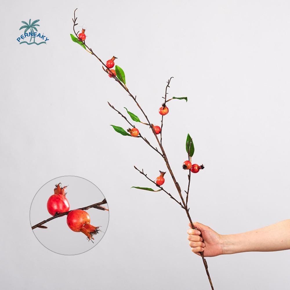 Long Branch Artificial Pomegranate Plastic Foam Berry Artificial Fruit Branch Handmade 10-Fruit Simulation Flower Outdoor Garden