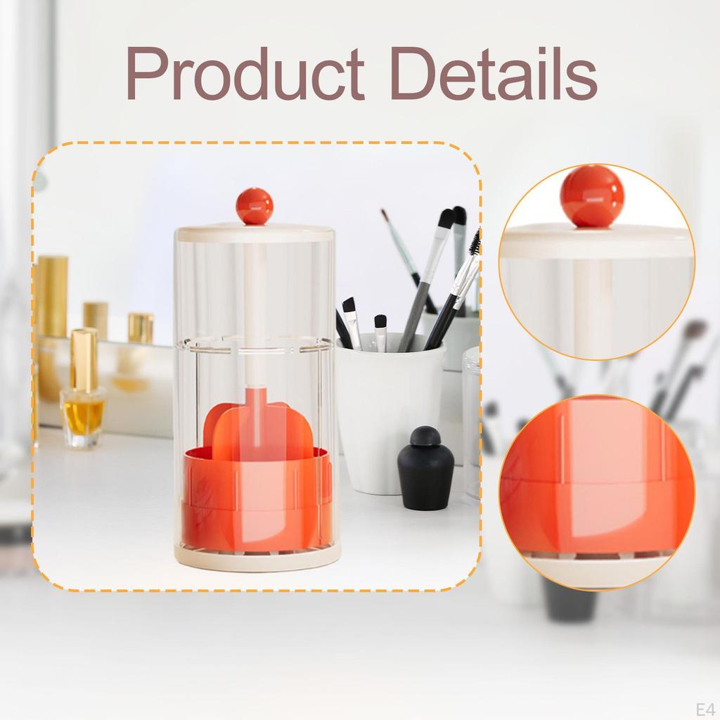 Auto Rising Makeup Brush Holder Cosmetic Tools Organizer Compact Multipurpose with Lid Storage for