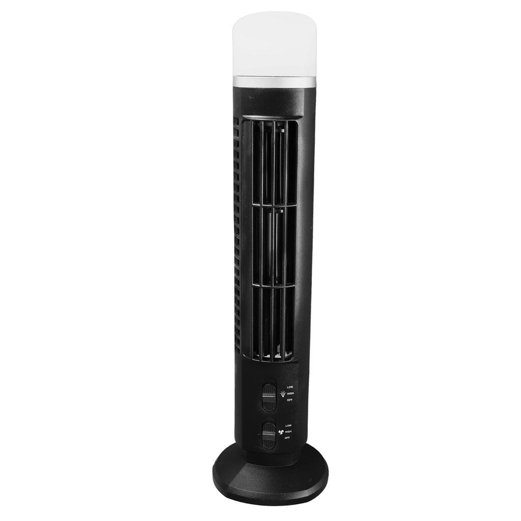 Bladeless Tower Fan Portable USB Desk Fan with Light for Home Bedroom Office