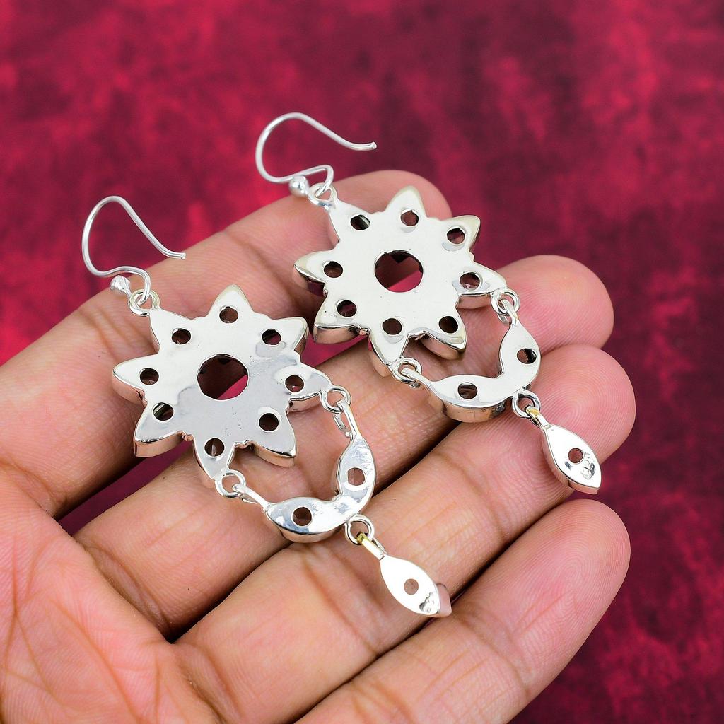 Weiße Topas 925er Massiv-Sterlingsilber Ohrringe, Handgefertigte Edelstein-Schmuckohrringe für den Hochzeitstag