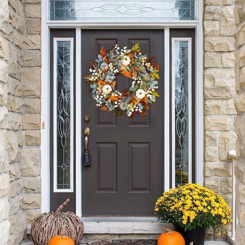 Fall Wreath Halloween Door Large Pumpkin Wreath Thanksgiving Garland Autumn Deco