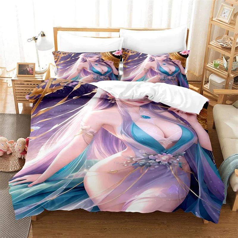 Seksowny zestaw pościeli 3D Beauty Zestaw narzut na łóżko Pościel dla miłośników Dzieci Luksusowe zestawy pościeli King Size Zestaw poszewek na kołdrę Queen