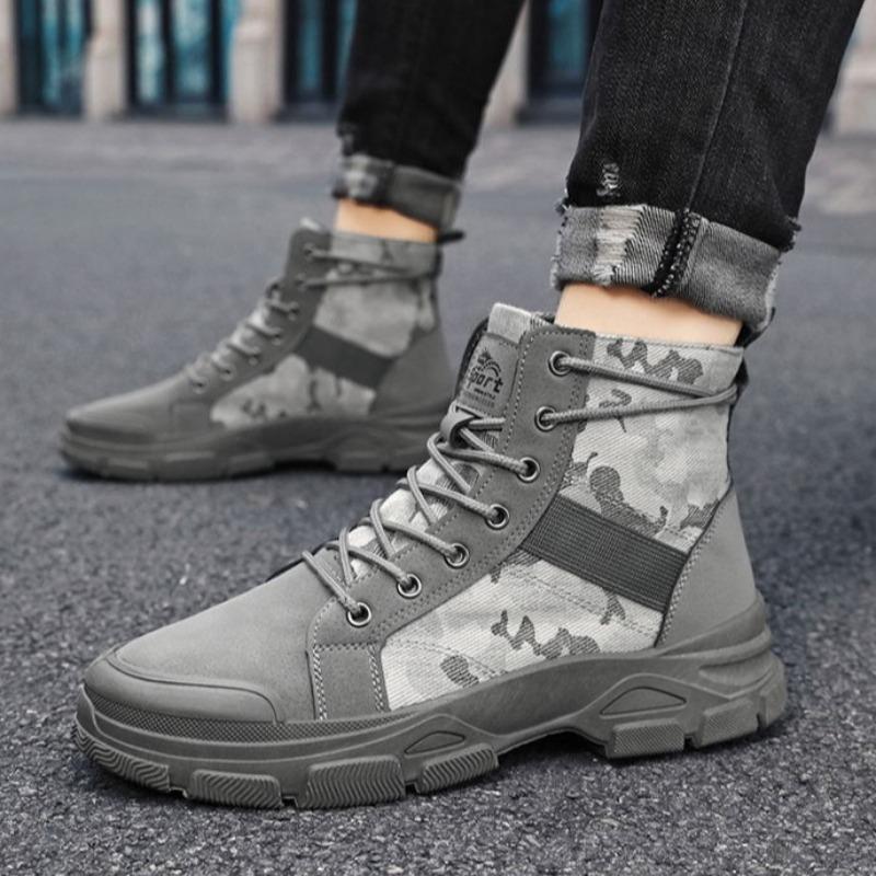 Fashion Shoes for Men Fashion Outdoor Comfort High Top Men Shoes Retro British Style High-top Tooling Boots Camouflage Boot Botas Hombre
