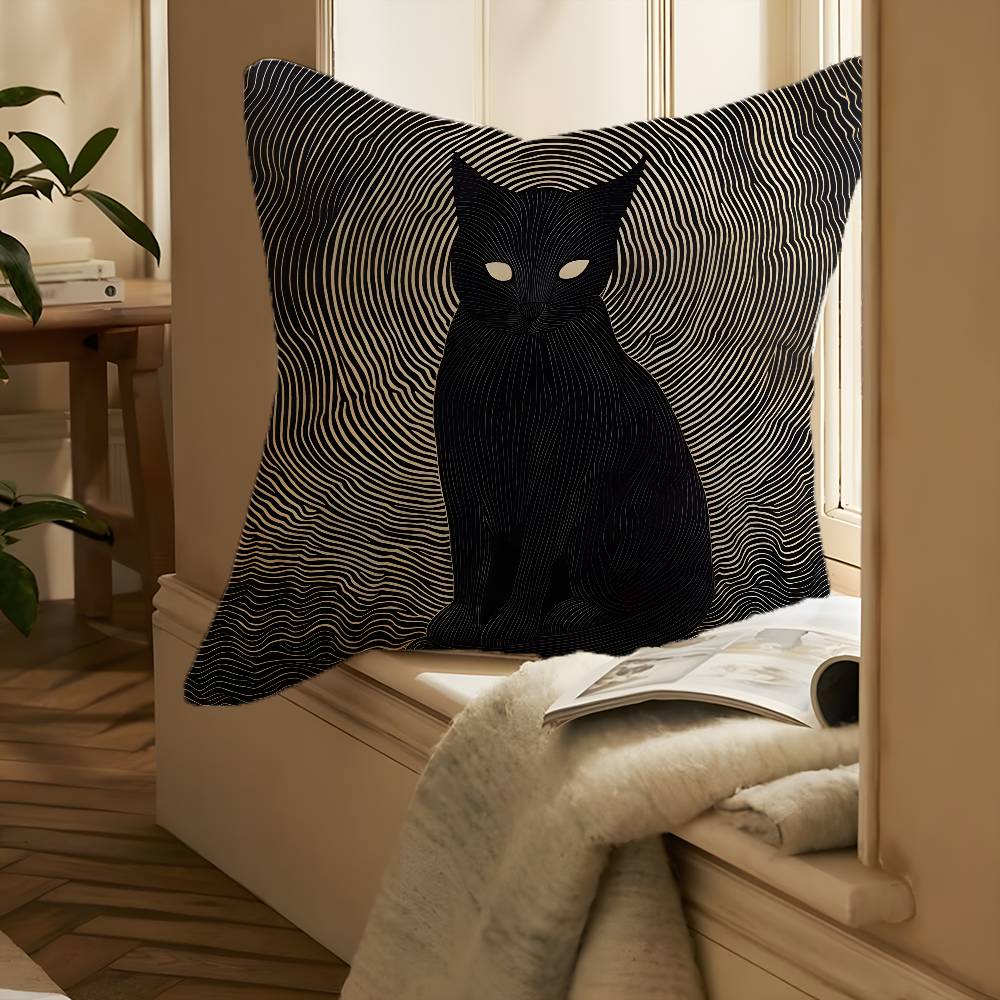 Cartoon Black Cool Cat Pattern Pillow Case Printing Pillowcase Living Room Sofa Cushion Cover Bedroom Room Decor