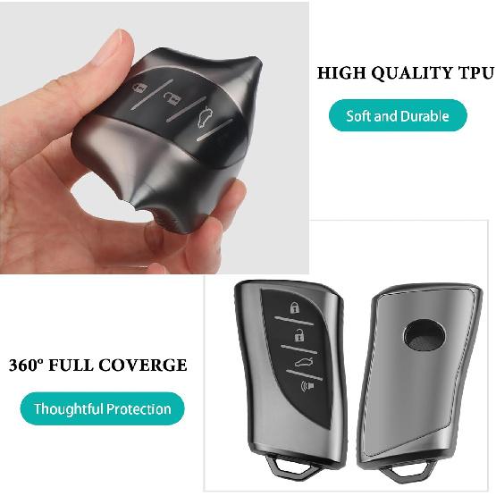 for Lexus Key Fob Cover, Soft TPU Car Key Cover Compatible With 2018-2025 ES250 ES350 GX550 LX600 LS500 LC500h NX300h RX350 RX450h UX200, fit for 4
