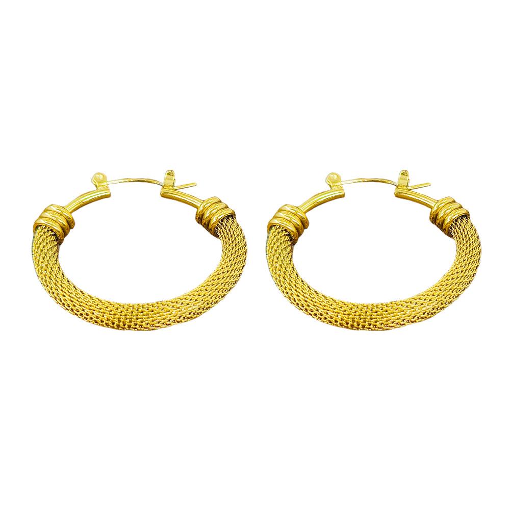 Meishiduo European & American Style 18K Gold Rice Ear Stainless Steel Earrings