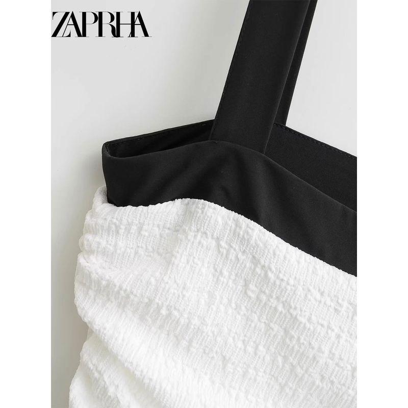 Zaprha 2025 Pure Desire Balloon Style Texture Straight Collar Short Sling Dress Small Slim Looking 5067171