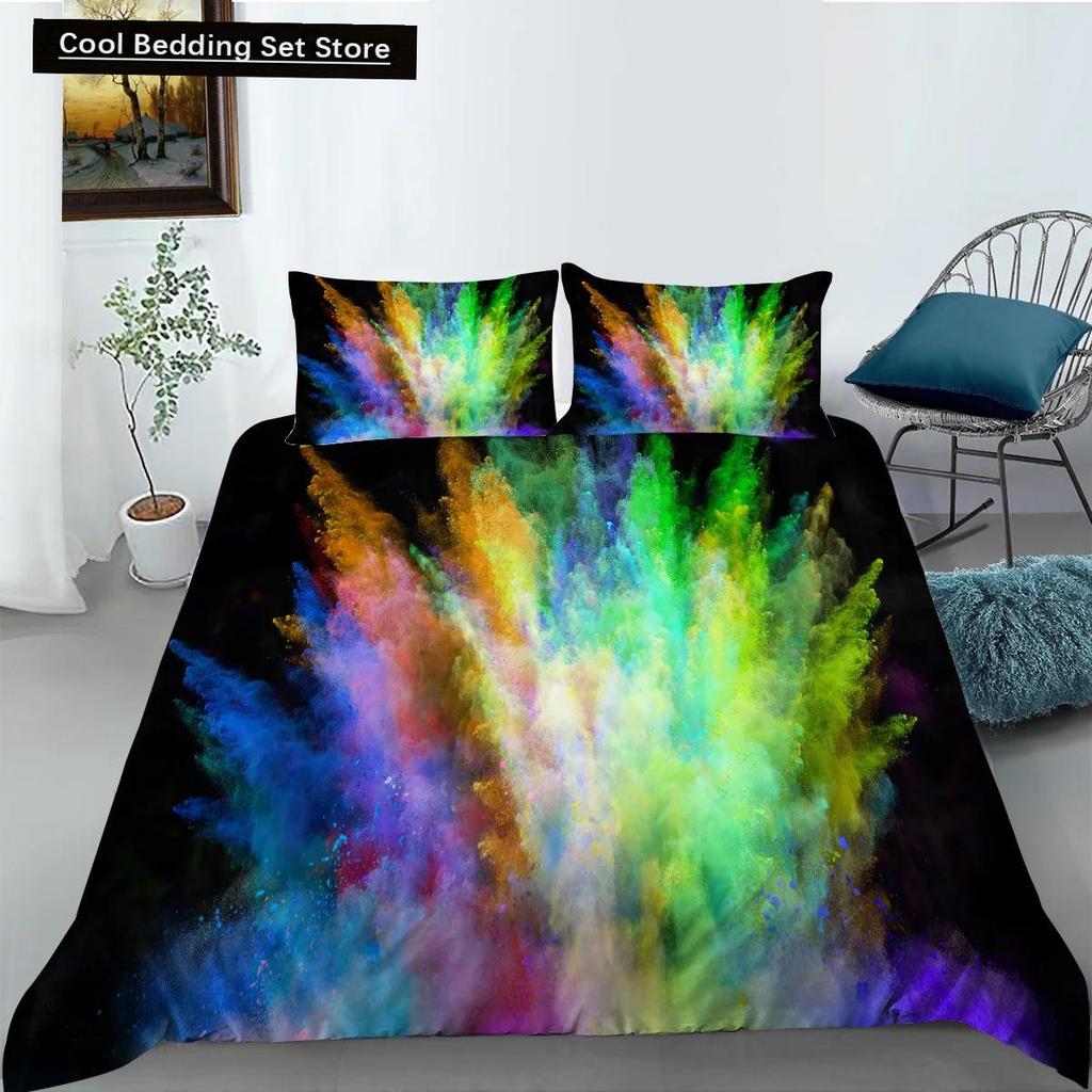Comforter 3D Tie Dye King Queen Colorful Splash Ink Style Bedding Set For Kids Teens Adults Modern Art Polyester