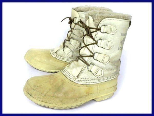 Canada VintageSORELLeather Snow Boots MANITOU Model250-260WhiteWith Inner LinerUSED 12898₽