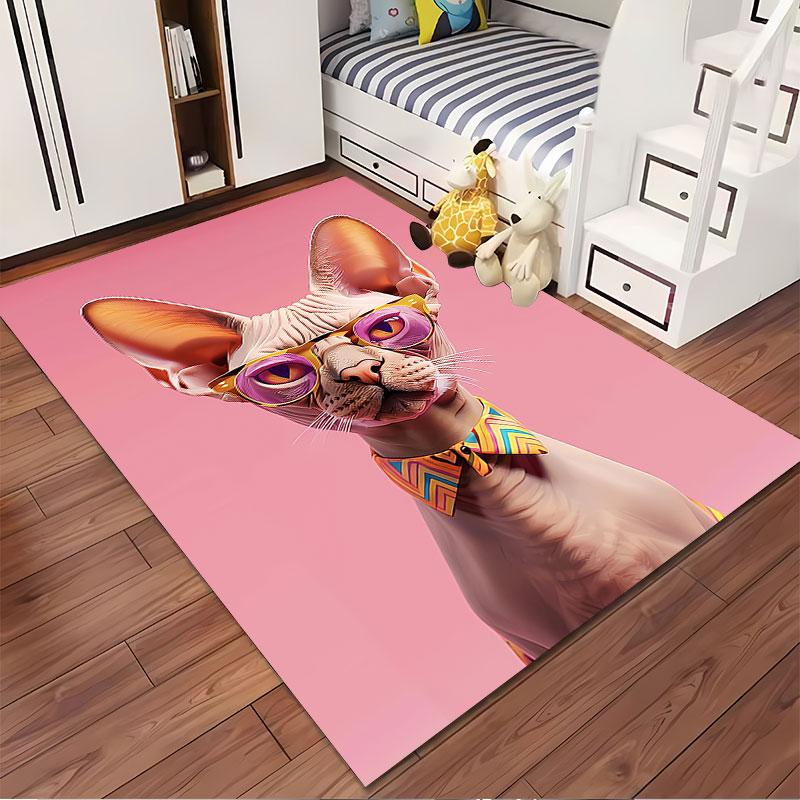 Sphynx Cat with Glasses suitable as a non-slip mat for the living room or bedroom sofa