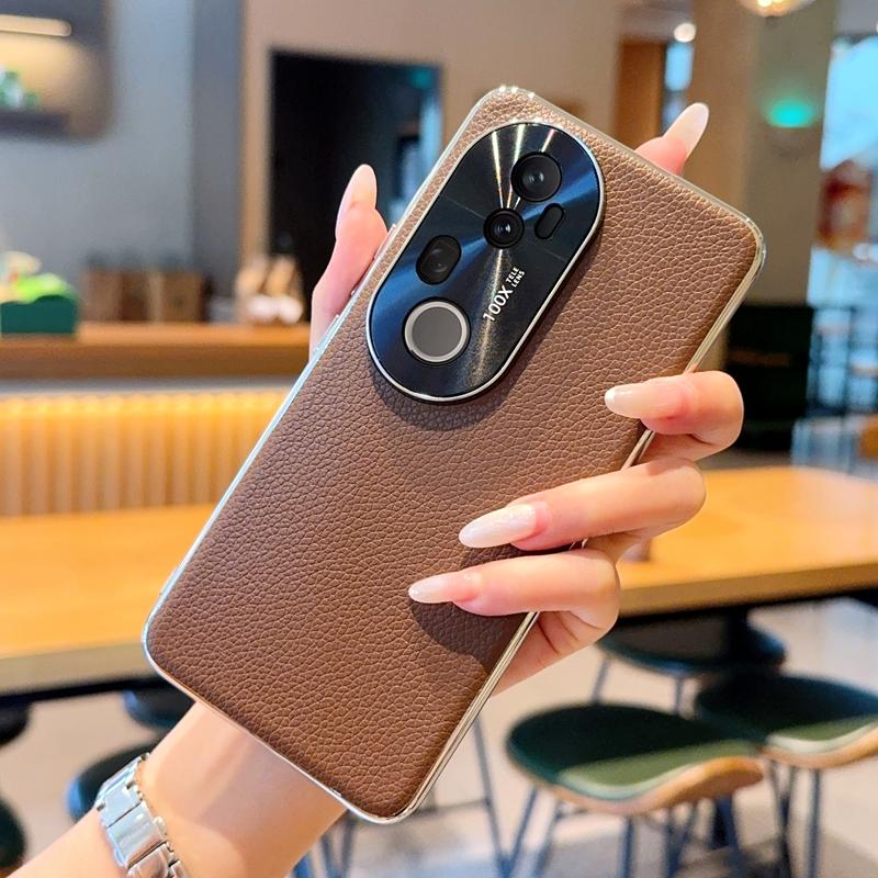 For Vivo V31 5G/V40 Pro/V50/V50 Pro/V60/X200 FE Case Lychee Pattern Leather Metal Alloy Camera Frame Protection Back Case Cover