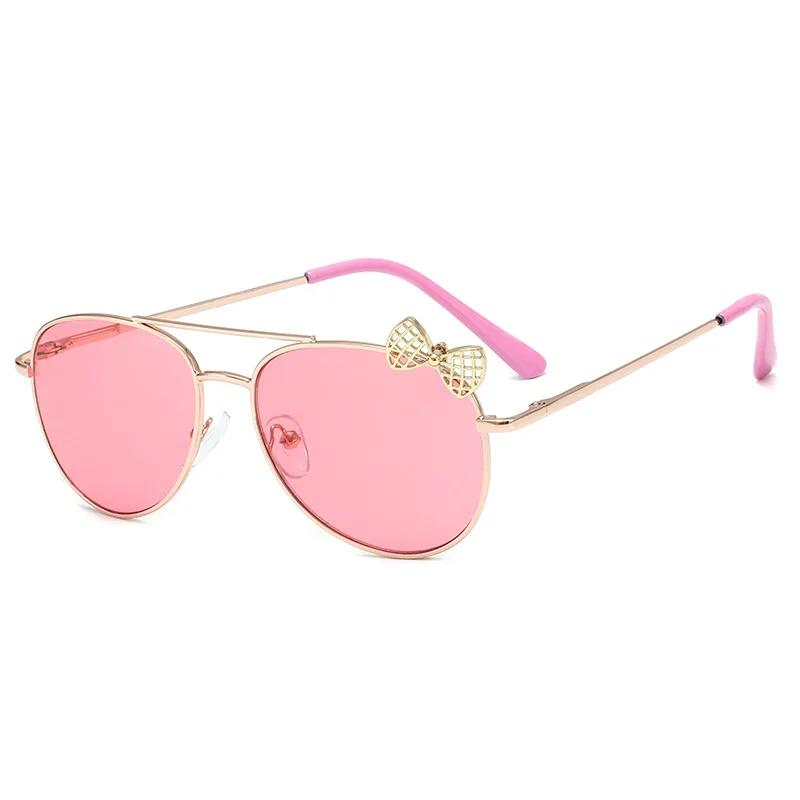 

Kids Cute Sunglasses Metal Frame Bow Children Sun Glasses Fashion Gilrs Outdoor Goggles Eyewear UV400 Protection Gafas De Sol розовый