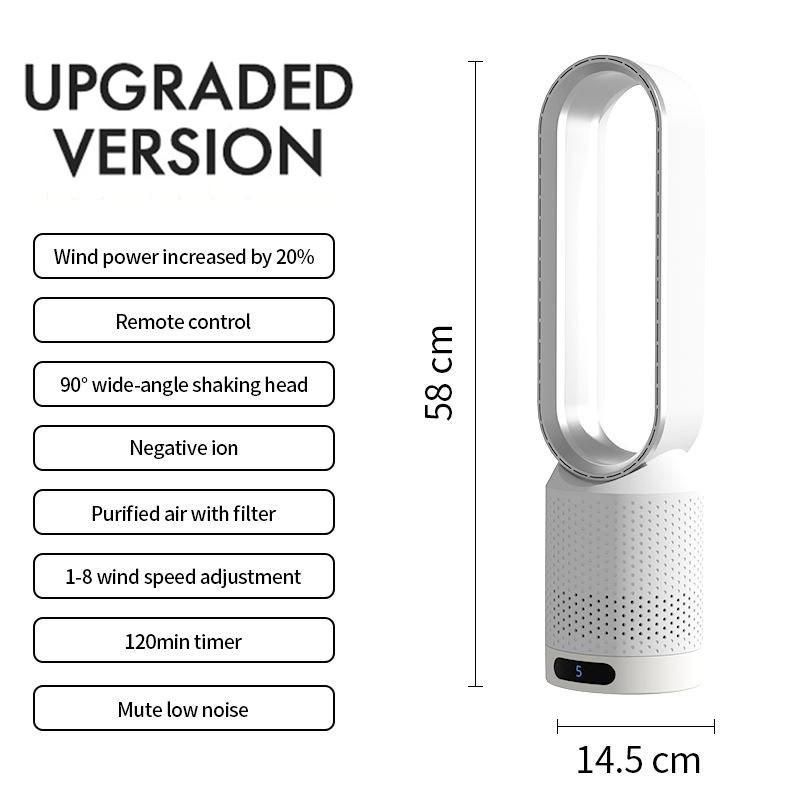 20 Inches Bladeless Air Circulation Fan 3 Modes Freely Adjustable Desktop Fan Household Negative Lons Purification Fan
