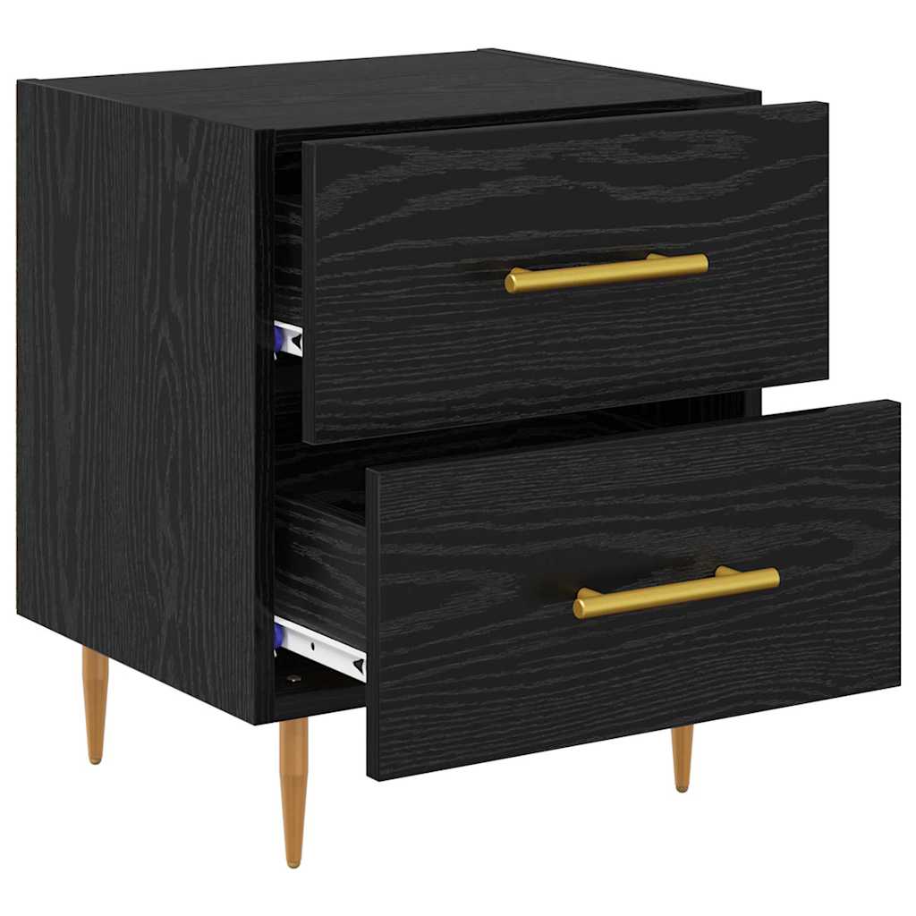 Nightstand Black Oak Effect 40 X 35 X 47.5 Cm Engineered Wood