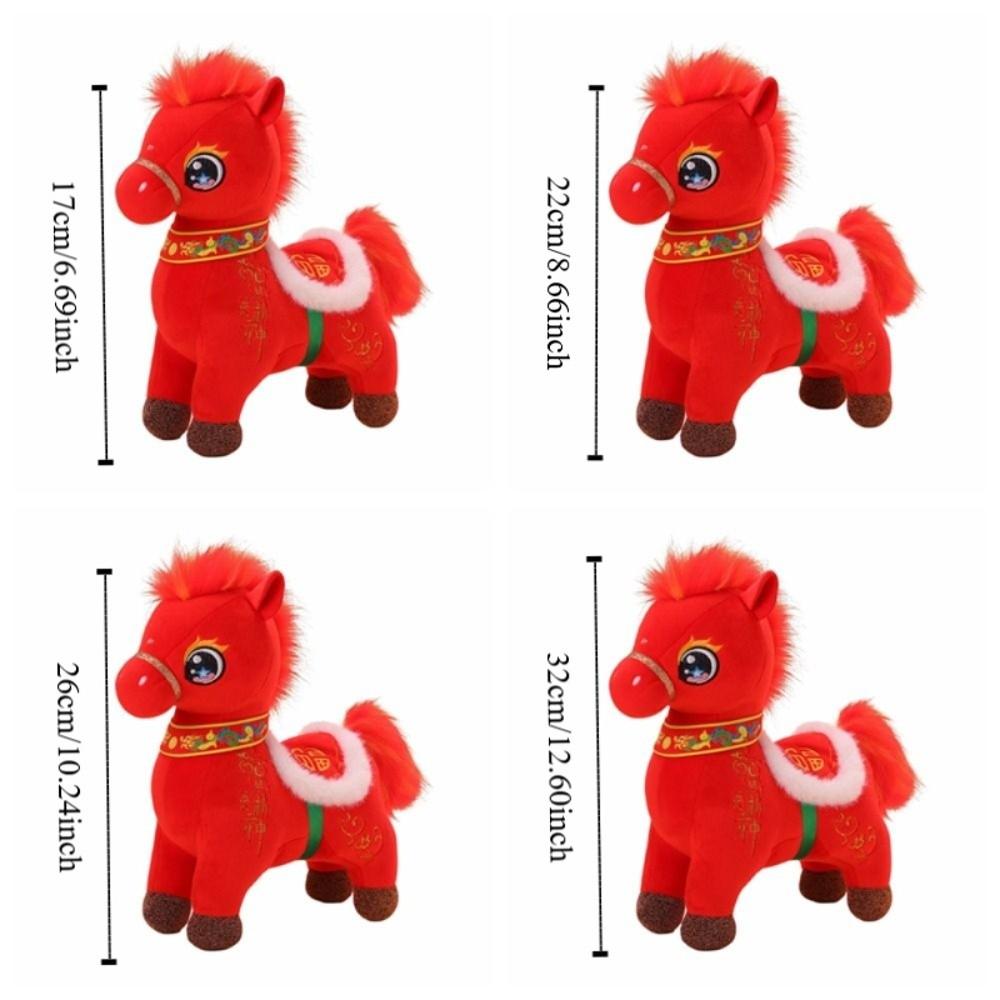 Fluffy Cartoon Steed Doll Chinese Style Zodiac Pony Figurine Plush Horse Doll  Birthday Gift