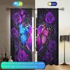 2pcs Purple Butterfly Rose Decorative Curtains   Suitable for Family and Friends   Romantic Ornate Themed Curtains
