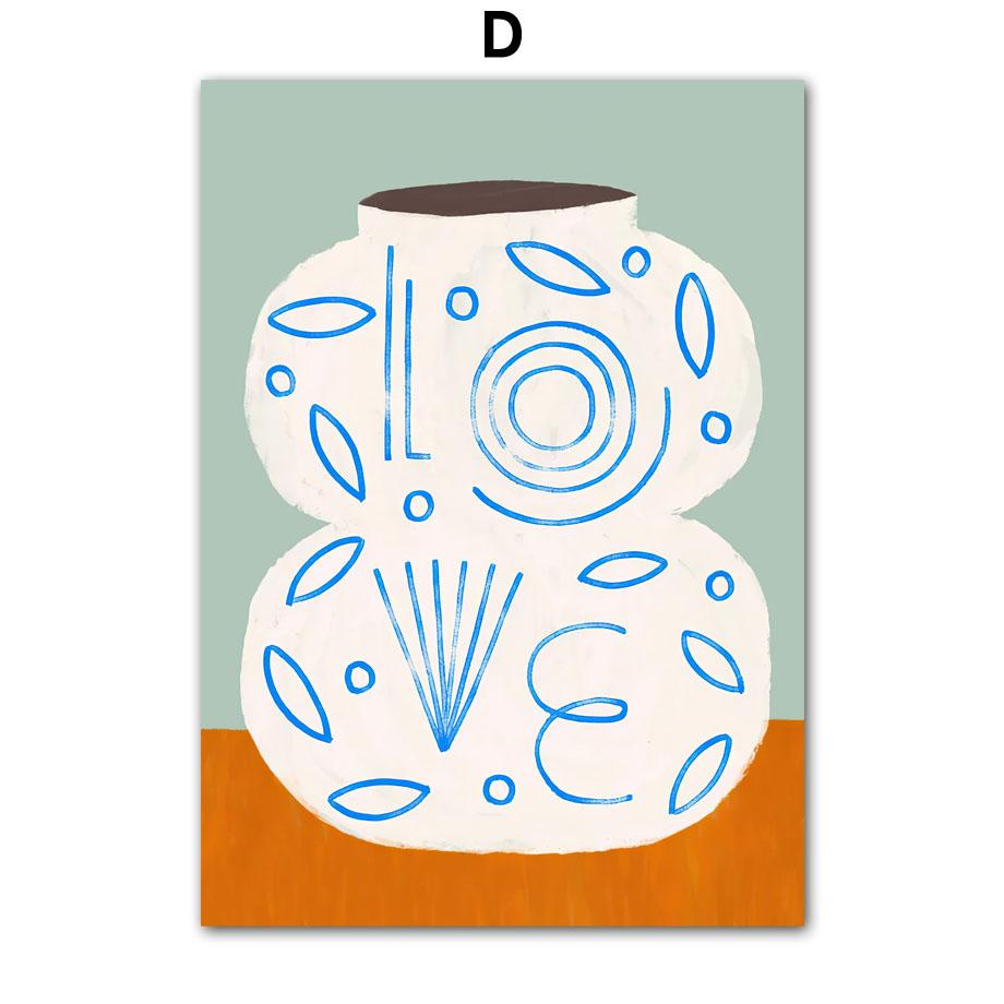 Μινιμαλιστικό Βάζο Λουλουδιών Μπολ Φρούτων Πουλί Αφηρημένο Μποέμ Αφίσες Και Εκτυπώσεις Τέχνη Τοίχου Ζωγραφική σε Καμβά Εικόνες για Διακόσμηση Σαλονιού