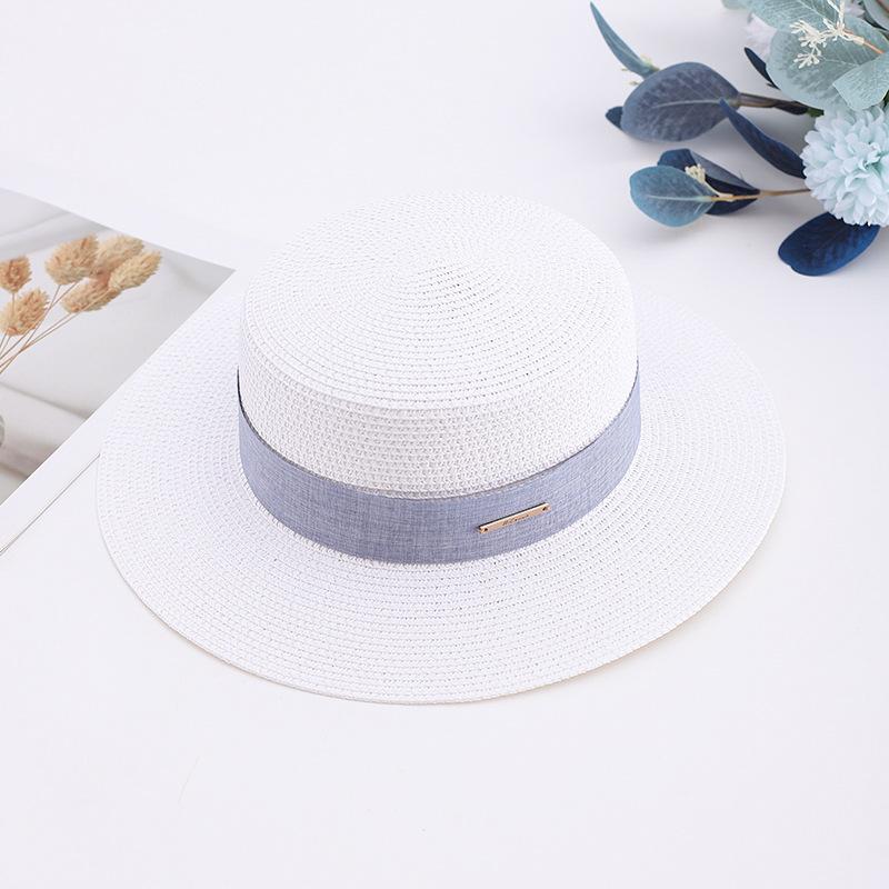 Internet celebrity French retro flat top straw hat summer travel sun hat manufacturer