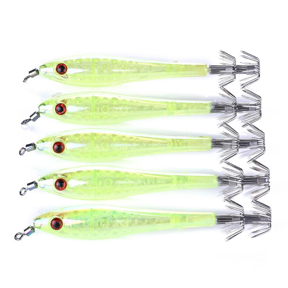 Lure Bait Set with Luminous Squid Jigs9.5cm6gSea Fishing Bass and Mandarin Fish Special Bionic Lure with Hook5Set