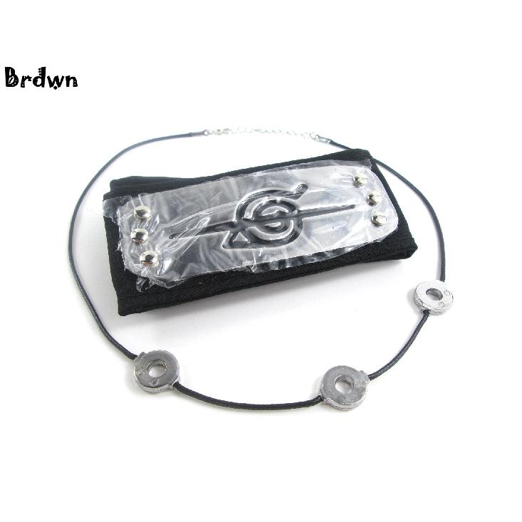 Brdwn Cosplay Akatsuki Hidan Itachi Logo Headband Necklace Ring Kunai