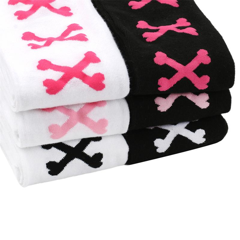 Womens Cross Bone Pattern Thigh High Stockings Ladies Halloween Girls Over The Knee Socks