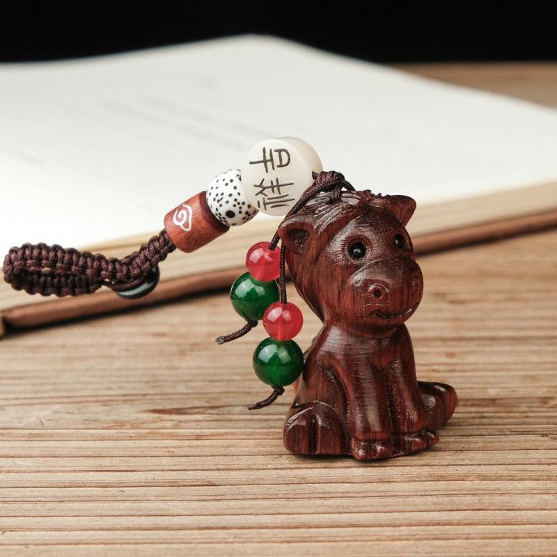 Rosewood Zodiac Animal Charm: Cute Pendant for Phone, Bag, or USB Flash Drive