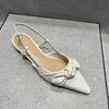 Fashion 2025 Summer Temperament Bow Design Sandals for Women Concise Lightweight Fashion Wedge Heel Shallow Mouth Comfortable Cool Pumps