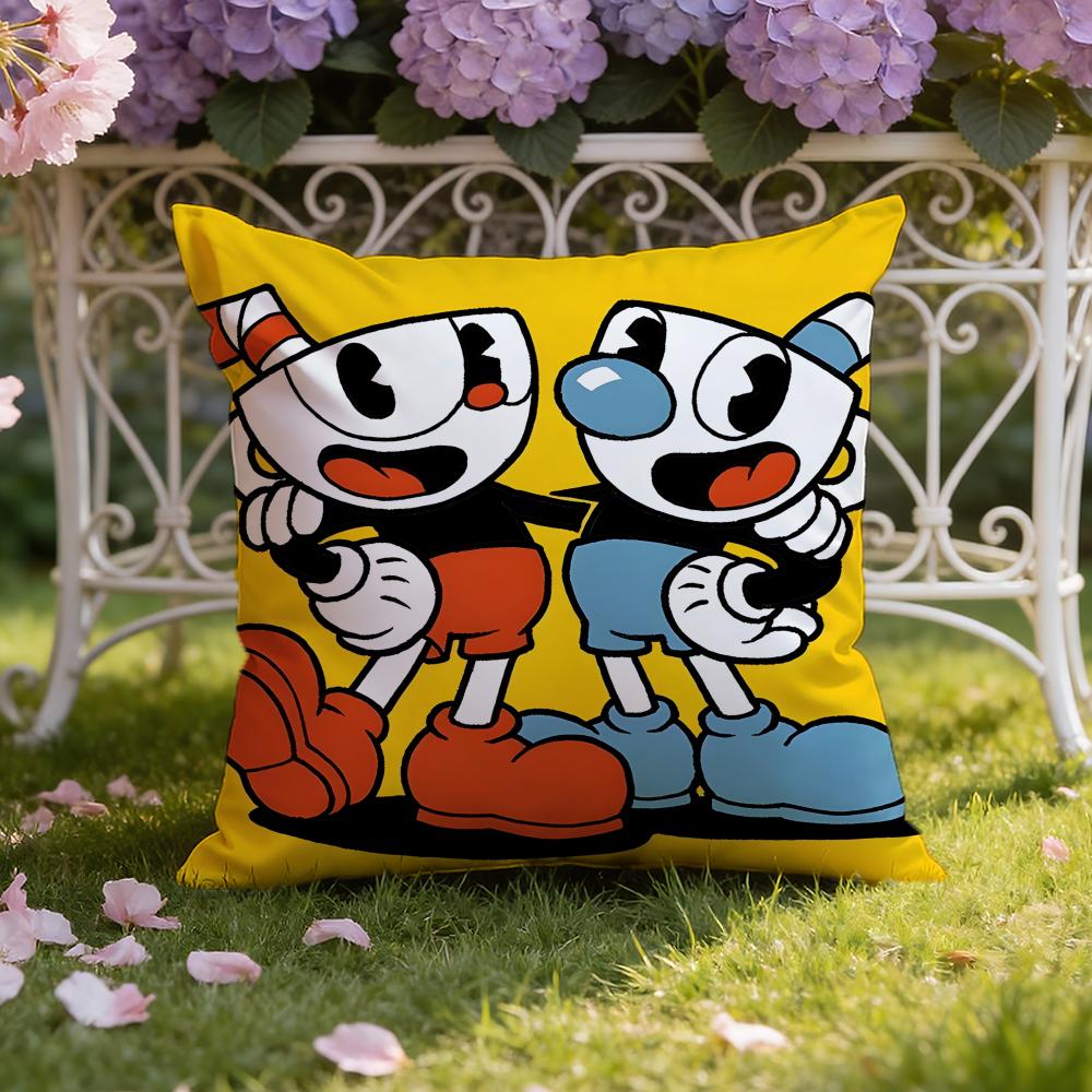Cartoon C-Cuphead Cushion Cover Home & Car Dual-Scene Pillow Cover: Reversible for Premium Comfort